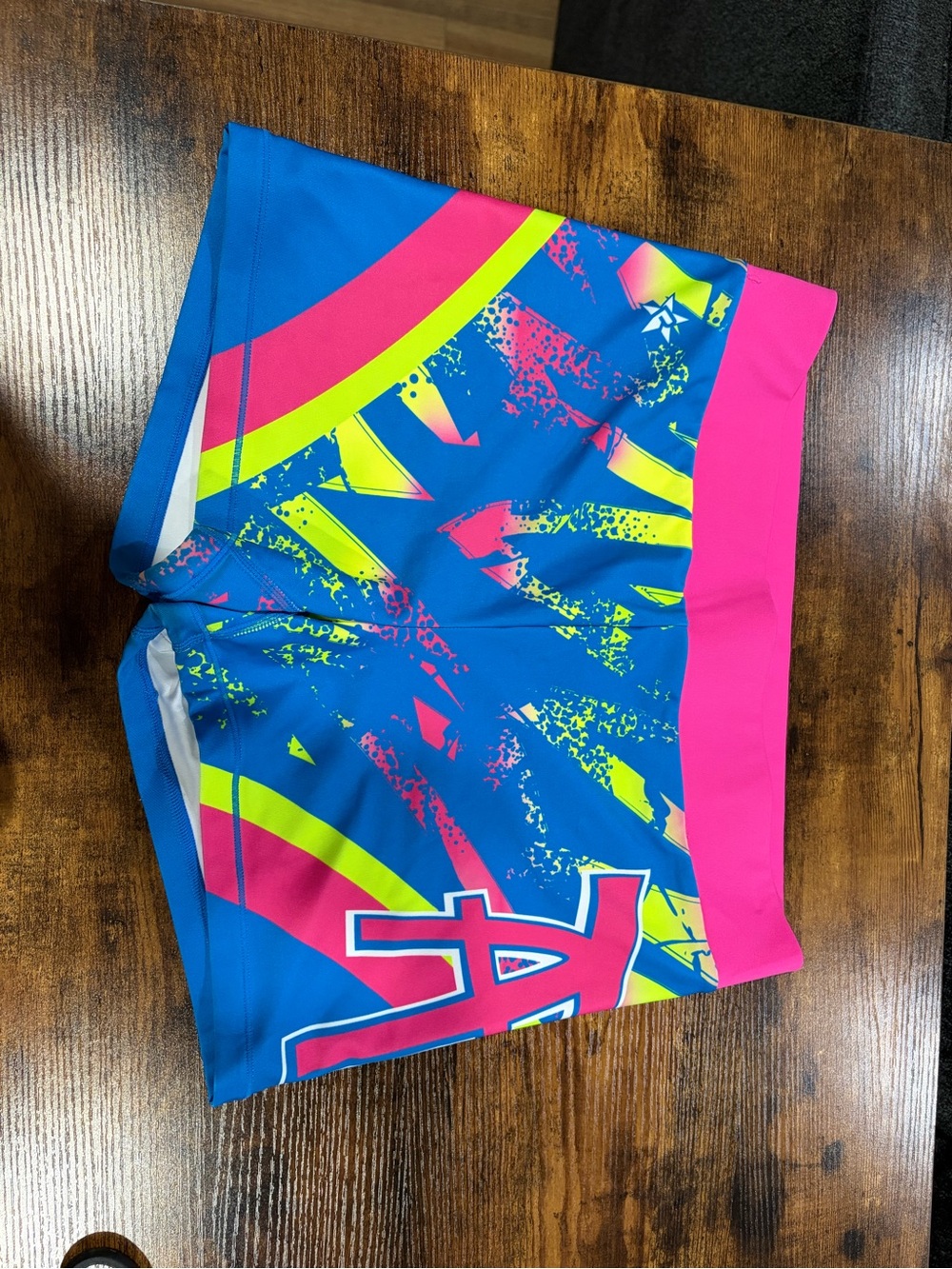 AXI Blue Athletic Waistband Short with pink and yellow Stripes